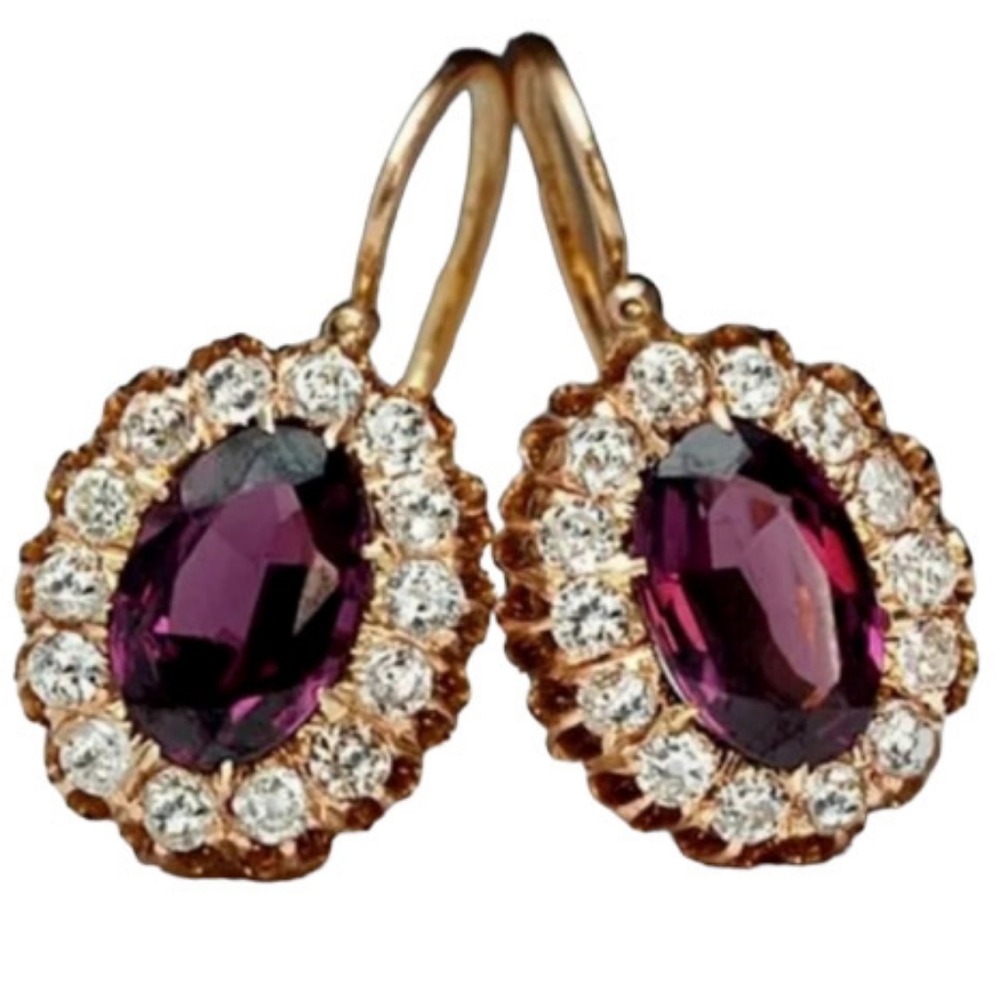 🎀18k Garnet Diamond Accent Earrings